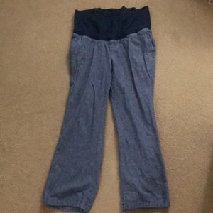 Old Navy Blue Wide Leg Maternity Linen Pants